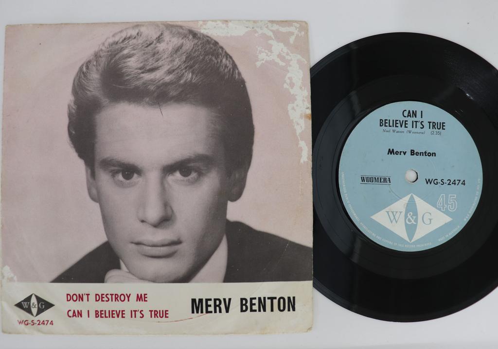 7inch Record MERV BENTON  Dont Destroy Me  Can I Believe It WGS2474 W  G 1965 Australia Rock Used