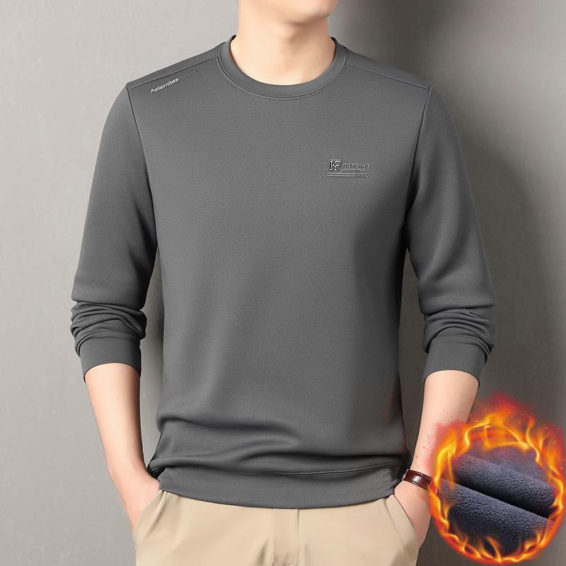 New Fashion Fleece-Lined Men's Sweatshirt: Winter-Ready, Skin-Friendly, Comfortable Long-Sleeved T-Shirt