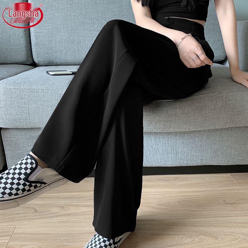 LANGSHA Women's 2025 Lightweight High-Waisted Straight-Leg Suit Pants
