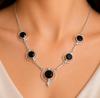 Collier en Argent Sterling 925 Fait Main avec Pierre Précieuse Onyx Noir, Collier en Argent Fait Main, Collier de Mariage pour Femme, RN-2-19