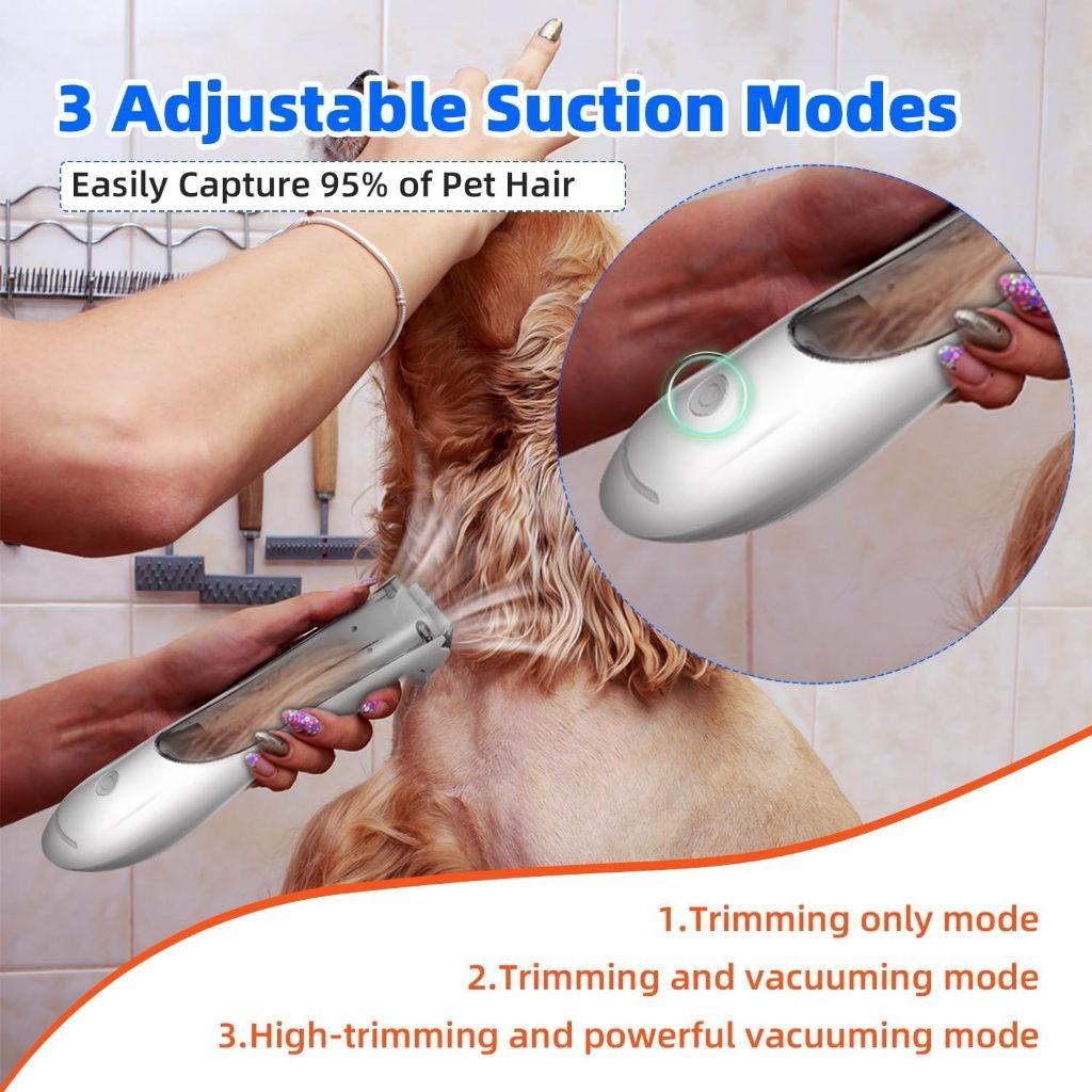 2 IN 1 Pet Hair Absorbing Electric Shaver 3-speed Adjustable Cat and Dog Hair Trimming Machine Vacuum Pet Grooming Clippers