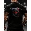 T-shirt Nera con Casco da Pompiere e Stampa Posteriore Testo Sapeurs Pompiers per Uomo Allenamento in Palestra Abbigliamento Casual