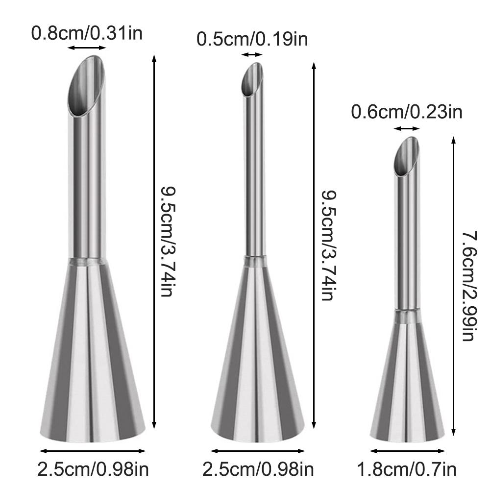 3PCS/Set Puff Tip Stainless Steel Puff Tip Decorating Tip Baking Tool Cake Tube Spray Kitchenware