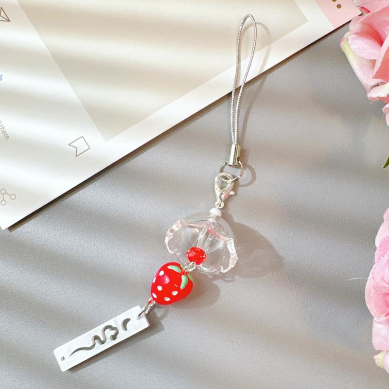 

1 шт. Y2K Подвеска-колокольчик с маленькой клубничкой, брелок для телефона, камеры, чехла для наушников, шарм, брелок