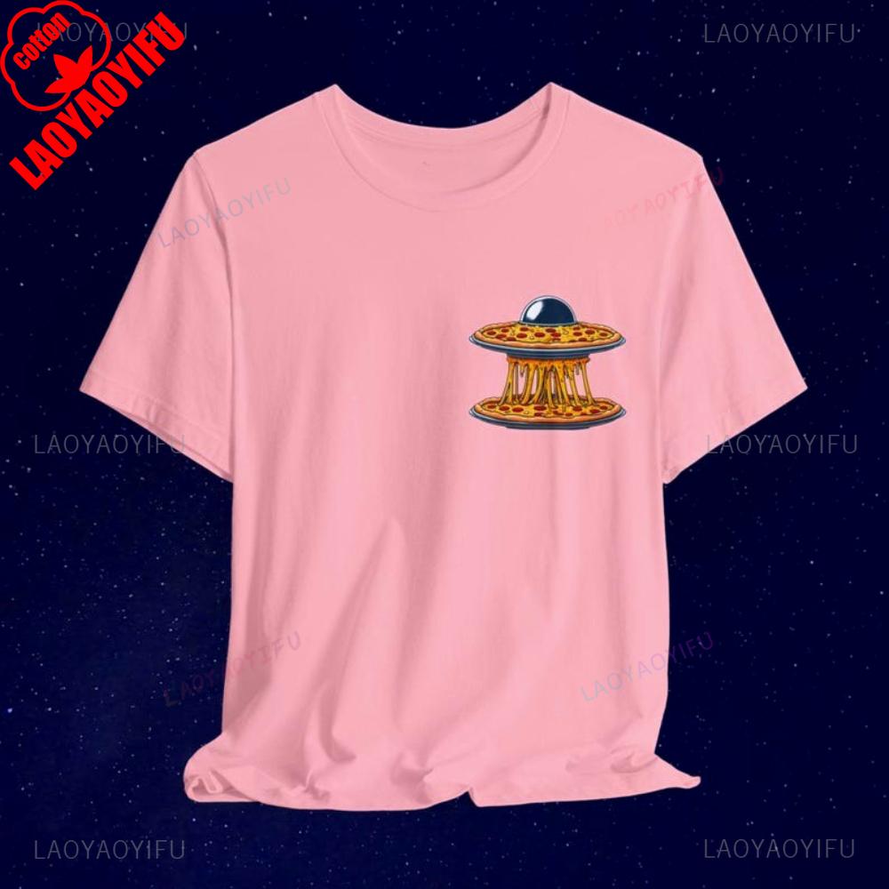UFO Pizza TShirt Quirky SciFi Alien Food Tee Funny Gift Clothing for Pizza Lovers Men Women Casual Daily Life Cotton Tops S