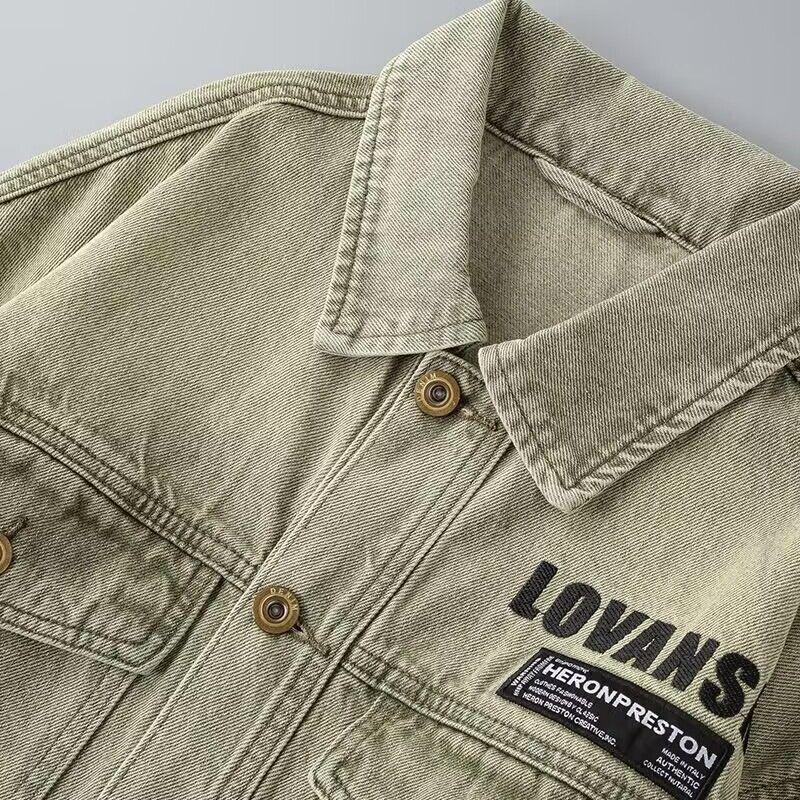 Men's Trendy Embroidered Denim Jacket - Casual Spring/Autumn Fashion Workwear