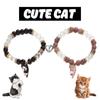 European & American Glass Bead Cat Couple Magnetic Elastic Bracelet