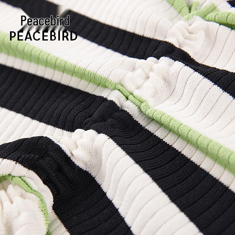 PEACEBIRD Women's Striped V-Neck Short Sleeve Knit Top