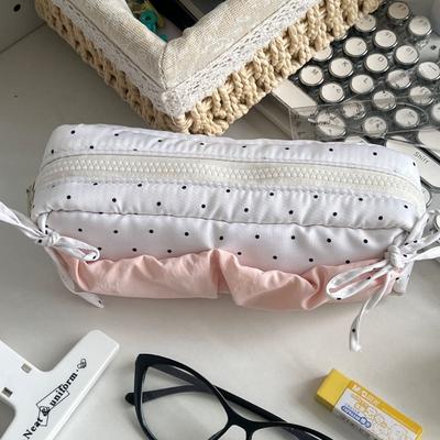 Einfache Polka-Dot-Schleife Stifteetui Große Kapazität Schreibwarentasche Multifunktionales Schüler-Federmäppchen Für Schule Büro