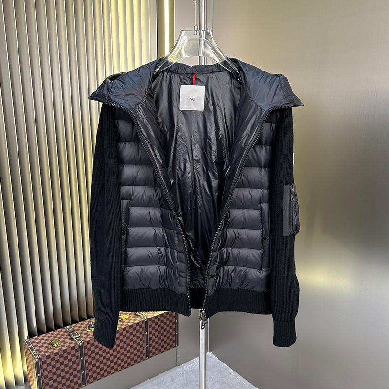 Evropská značka M Pánská stylová úzká prošívaná bunda s patchworkem a kachním peřím bílá