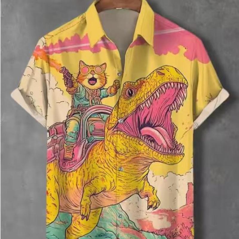 Hawaiian Short Sleeve Shirts For Men Summer Anime Style Graphic Print Cartoon Floral Oversized Original Harajuku Luxury Goth New
