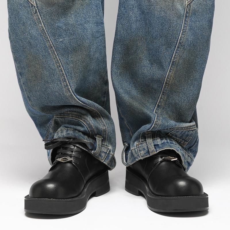 Leather shoes men's Martin shoes high sense thick sole heightened leather big head fashion versatile business casual derby shoes tide