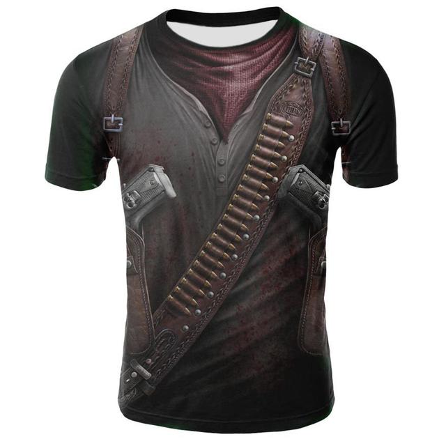 Funny   denim T shirt Men Skeleton tshirt Punk Rock Tshirt leather jacket T-shirts 3d Print T-shirt Vintage Men Clothing