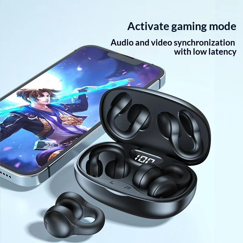 Xiaomi Wireless Ear Clip Bone Conduction Earbuds Ultra Lightweight Wearing Low Latency Gaming Audio-Video Sync with Digital Display