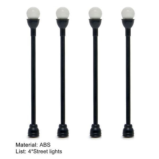 4 Peças DIY Função Casa de Bonecas Luz de Jardim Preto e Branco Lâmpada de Paisagem Miniatura Altamente Simulada Brinquedo para Criança