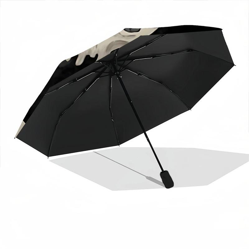 1pc Skull PatternAutomatic Folding Umbrella, Portable Collapsible Design, Casual Outdoor Accessory, for All Seasons032