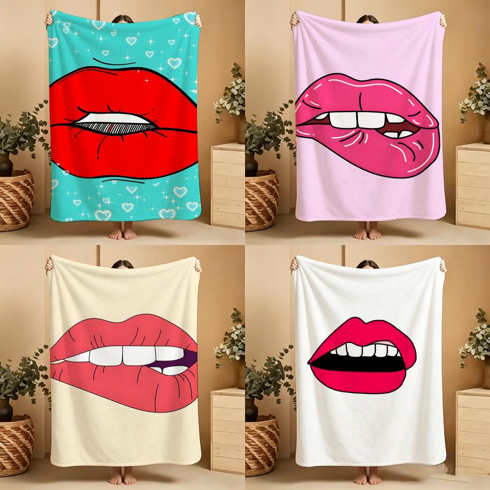Graphic L-Lips Throw Soft Warm Throw Blanket for Bedroom Living Room Bed Travel Camping Picnic Gift