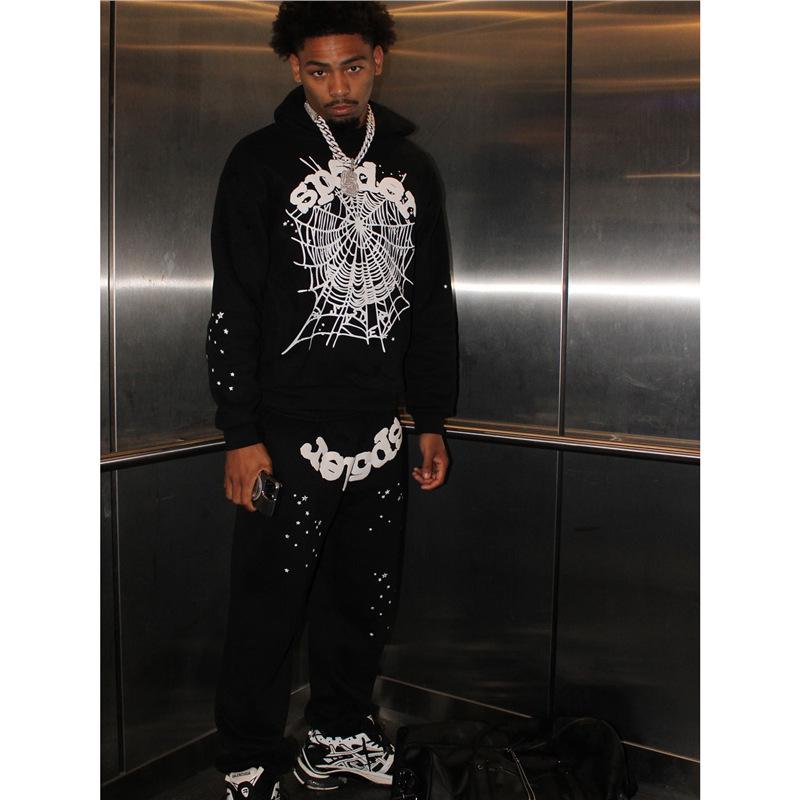 American SP5DER Spider Web Hoodie & Young Thub Trousers Sports Set for Men & Women