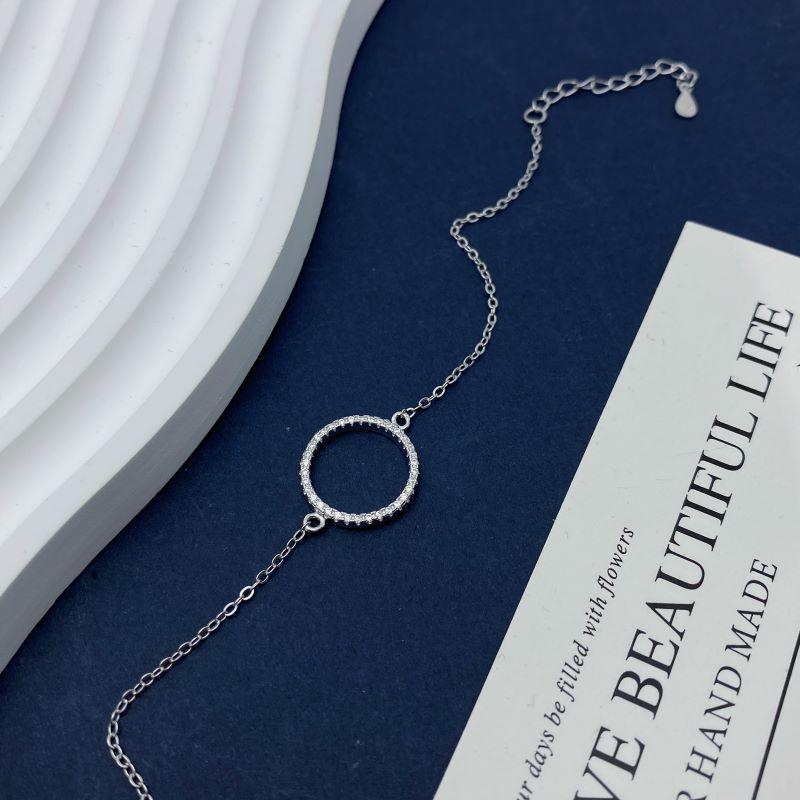 Exquisite S925 Sterling Silver Geometric Circle Bracelet - Electroplated Micro-Set Jewelry for Trendy European and American Style