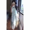 French Sweet Style Sleeveless Neck Dress Temperament Slimming Lace Splicing Flower Long Women