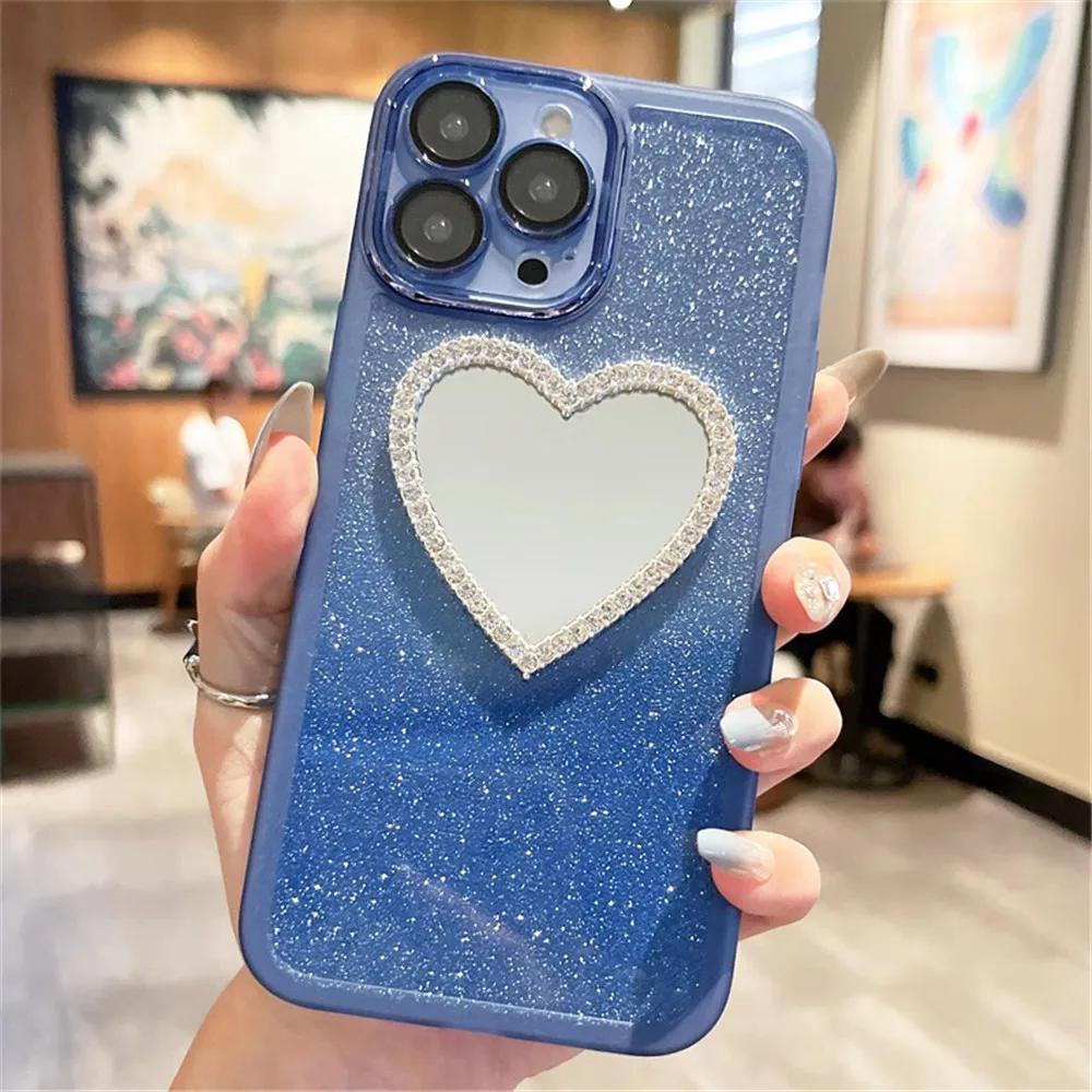 

Чехол для телефона с зеркальным блеском в форме сердца для Xiaomi POCO X6 Pro 5G X6 X5 X3 NFC POCO F6 M6 Pro C65 C75 с защитой камеры POCO X5 Pro