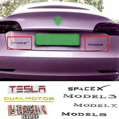 3D Buchstaben Metall Logo Typenschild DUAL MOTOR/KARIERT/RAUM Für Tesla Modell 3 XYS Heckklappe Hinten Stamm emblem Aufkleber Aufkleber 2022