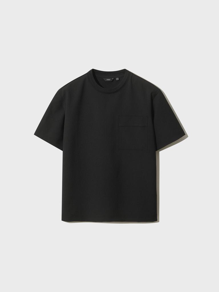 AND Z Men'S Woven Air Dot Round Short Sleeve T-Shirt_Blg2Tr1002