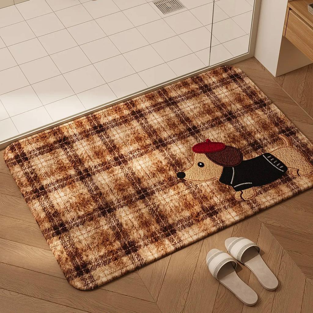 Absorbent quick-drying foot blanket wear-resistant and dirt-resistant woven square bathroom floor mat