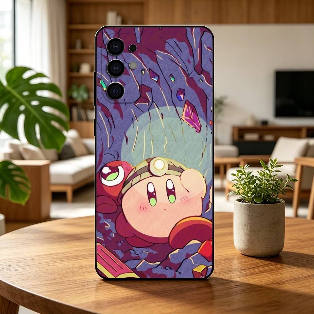 K-Kirbys-PC Cartoon Rosa   Handyhülle Für Samsung S25,S24,S21,S22,S23,S30,Ultra,S20,Plus,Fe,Lite,Note,10,Schwarze Abdeckung