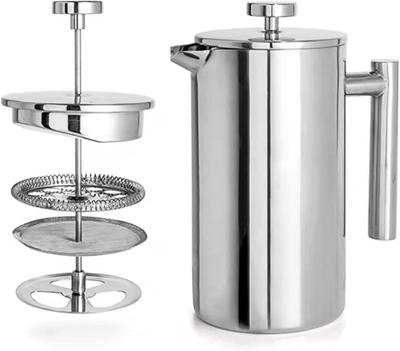 1 Liter (8 Cups), 304 Stainless Steel Double Wall Insulated French Press Coffee