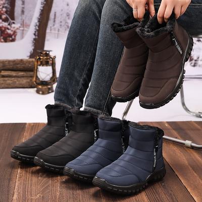Men's Winter Warm Snow Boots Anti-Slip Waterproof Ankle Booties With Faux Fur Lined for Male Comfortable Short Boots Outdoor Workout Walking Shoes