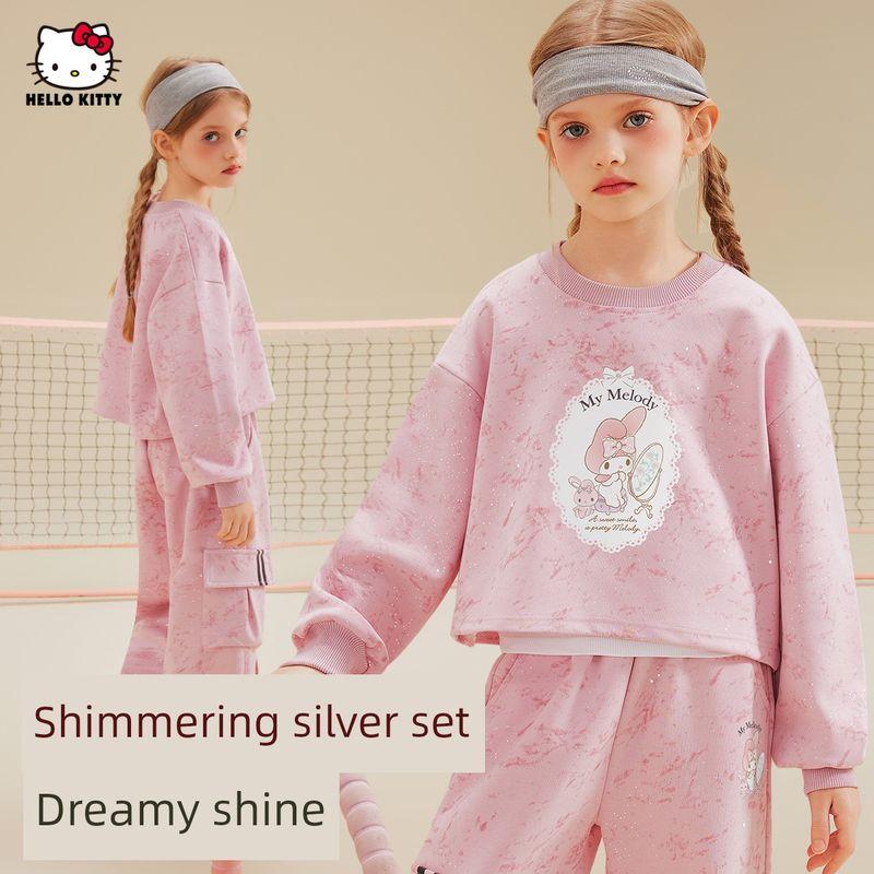 Hellokitty Girls  Sports Suit 2025 New Spring Children s Clothing Pink Children s Clothing for Older Children Spring Clothing Pink 110