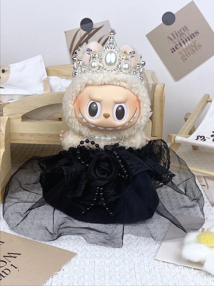 17cm Labubu Doll Formal Wedding Wear: Silicone Couple Suit & Dress - Princess Series