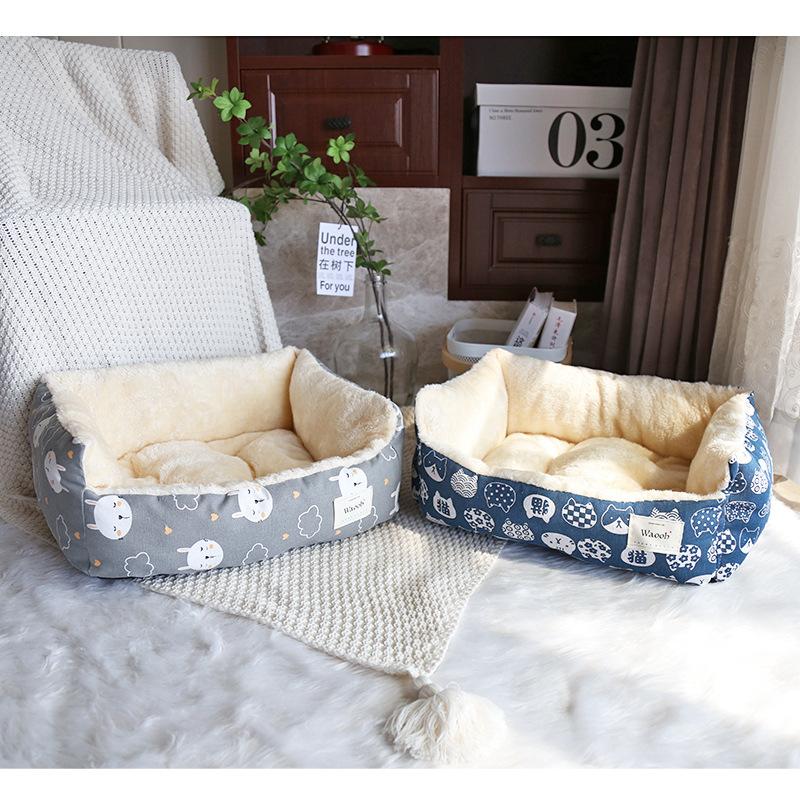 Zimowy Ciepły Mata do Klatki dla Kota Koci Nest Klatka Ogrodzenie Plus Aksamitne Pogrubienie Można Związać i Przymocować Sznurkiem Legowisko dla Zwierząt