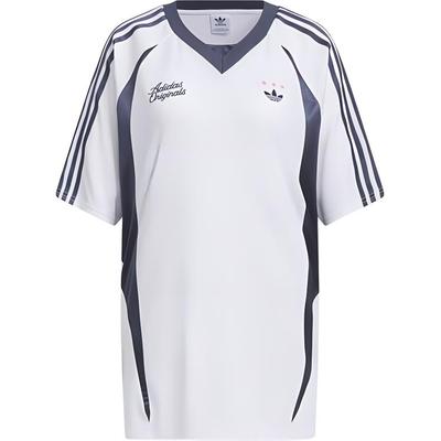 adidas Originals Comfortable Striped Breathable Fashionable Trendy Short Sleeve Raglan T-Shirt Women Tops Blue White JD1134