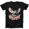 Flying Pigeon Hippie Mushroom Flower Funny Gift Tee Black T Shirt 276