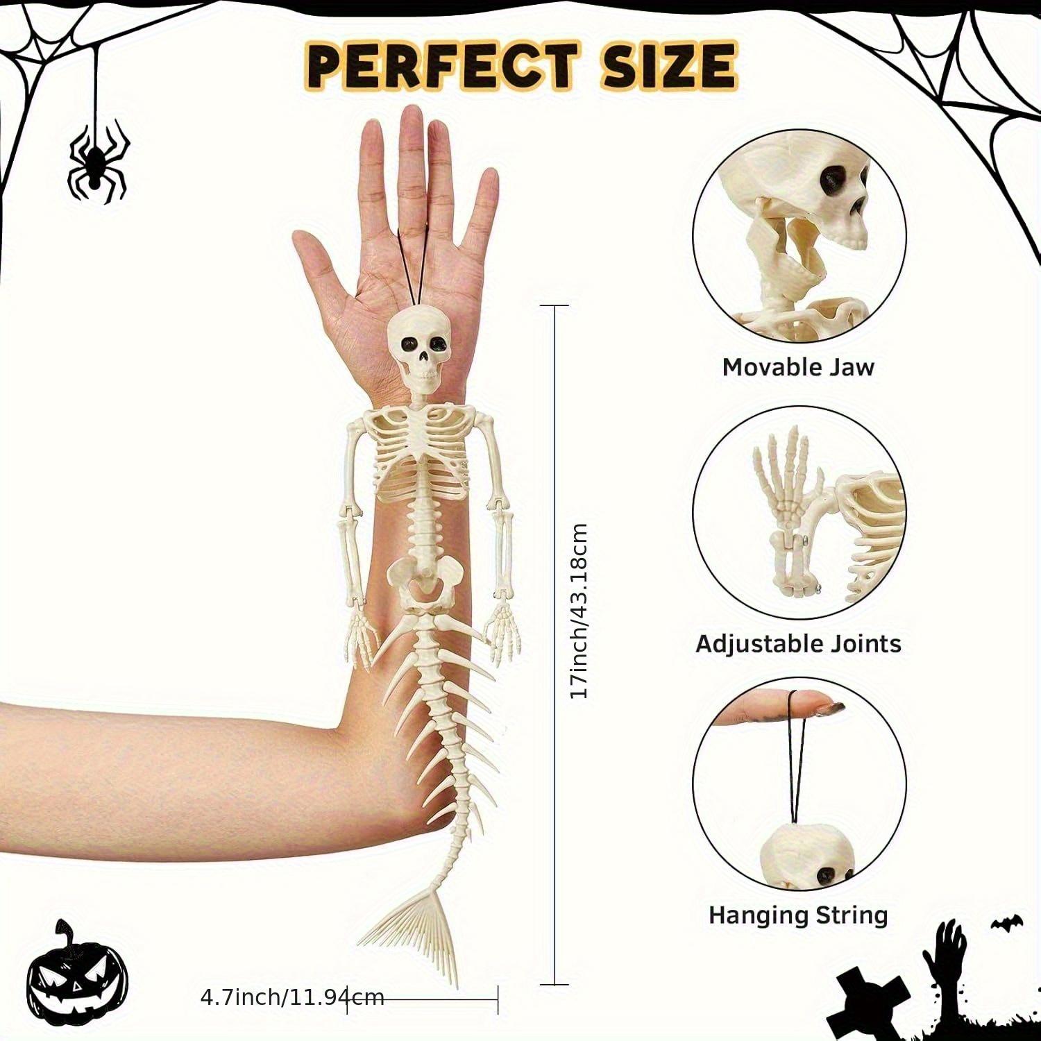 Halloween Mermaid Skeleton Skull Decoration, Unique Party Gift, Spooky Scene Decor, Halloween Ornament, Fun and Quirky Design