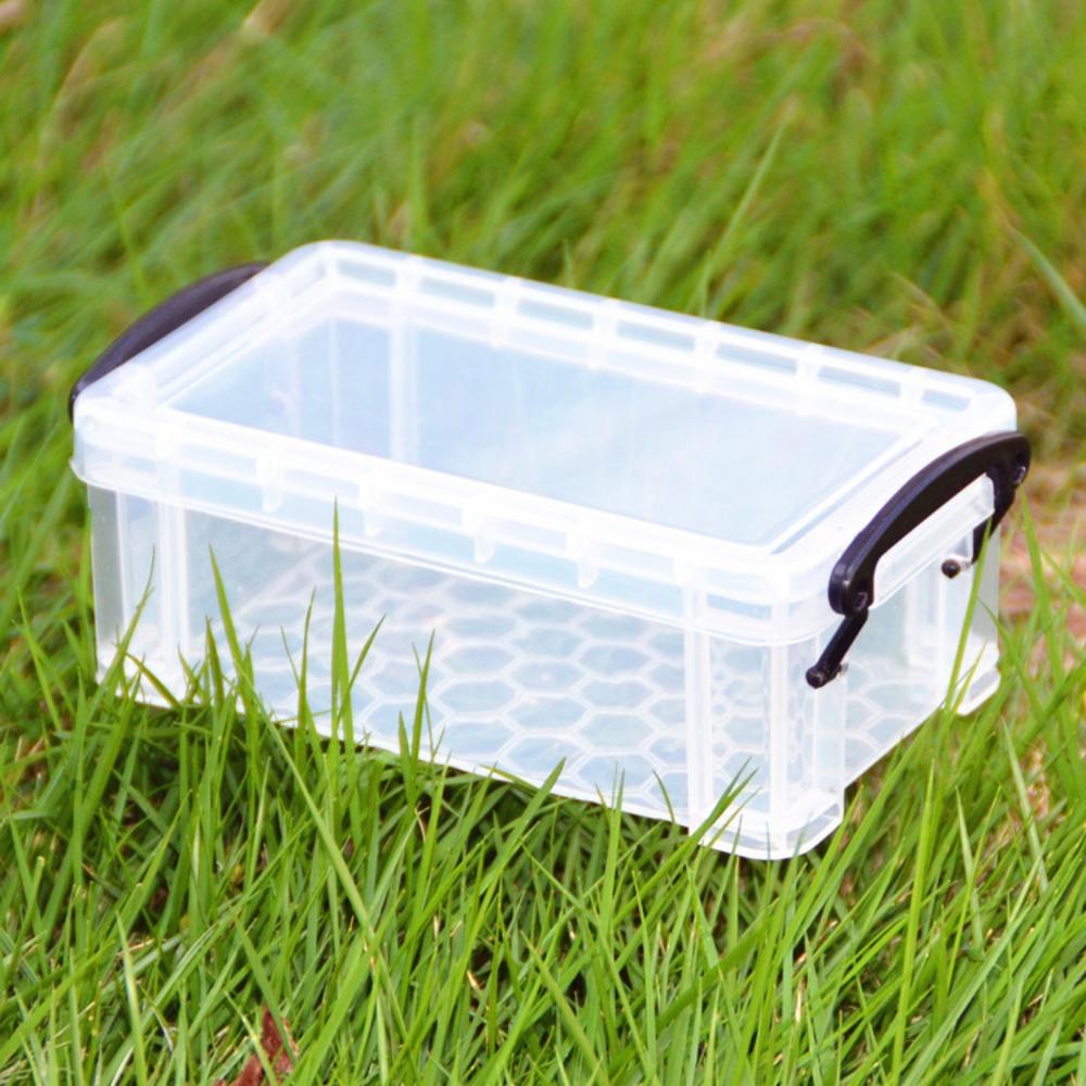 

0.28 Liter Storage Box Transparent Candy Color Desktop Storage Box Locking Lid Mini Size Plastic Sorting Box Desktop Use прозрачный