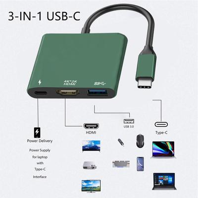 Usb-C 3.1 To 4k HDMI-compatible Usb-C Usb 3.0 Adapter  Cable 3 In 1 Hub Charger Audio Video