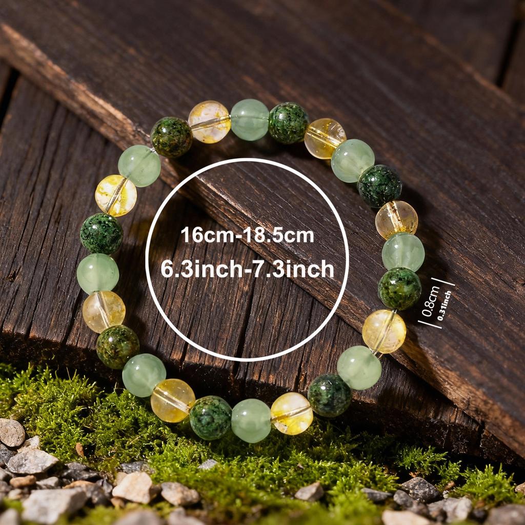 Festive Gifts Green Aventurine Prehnite Citrine Beaded Bracelet Fresh Fashion Jewelry For Women Daily Wear Gift