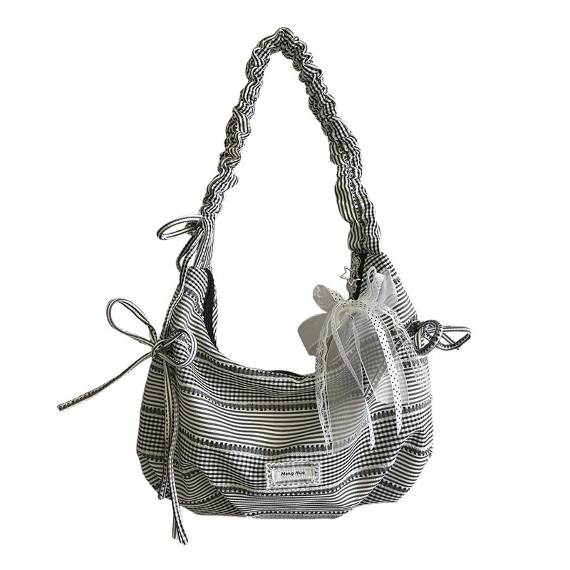 

Women s Handbag Bow Pleated Underarm Bag Small чорний