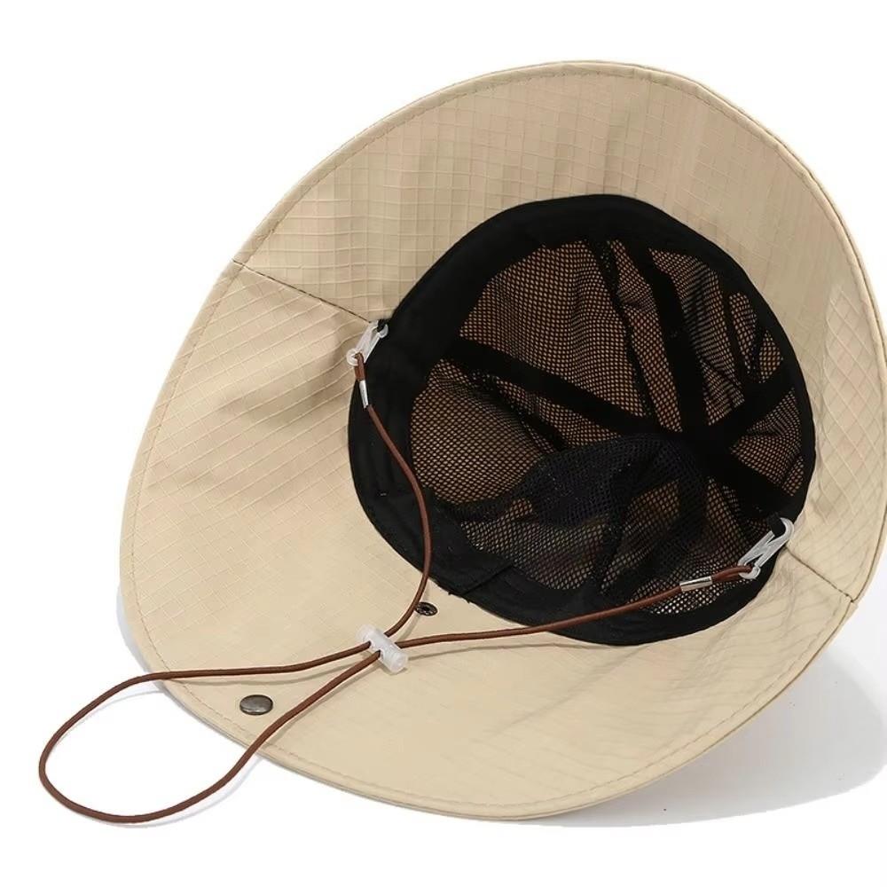 Neck-protecting Summer Drawstring Bucket Cap Adjustable Outdoor Sun Hat Casual Sun Protection Hat