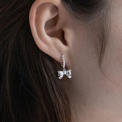 BEFORE MOONRISE [Silver 925] Dangle Ribbon Earrings SE219 - Silver