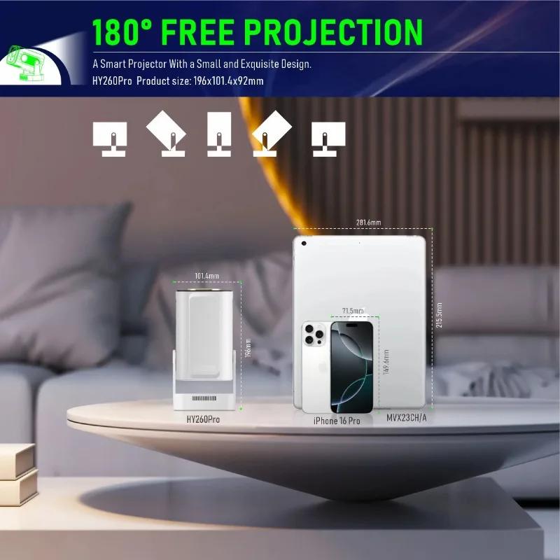 HY310 Android 11 Projector 4K Native 1080P Auto Focus Native 330ANSI Dual Wifi BT5.4 Air Mouse Voice Home Outdoor Movie