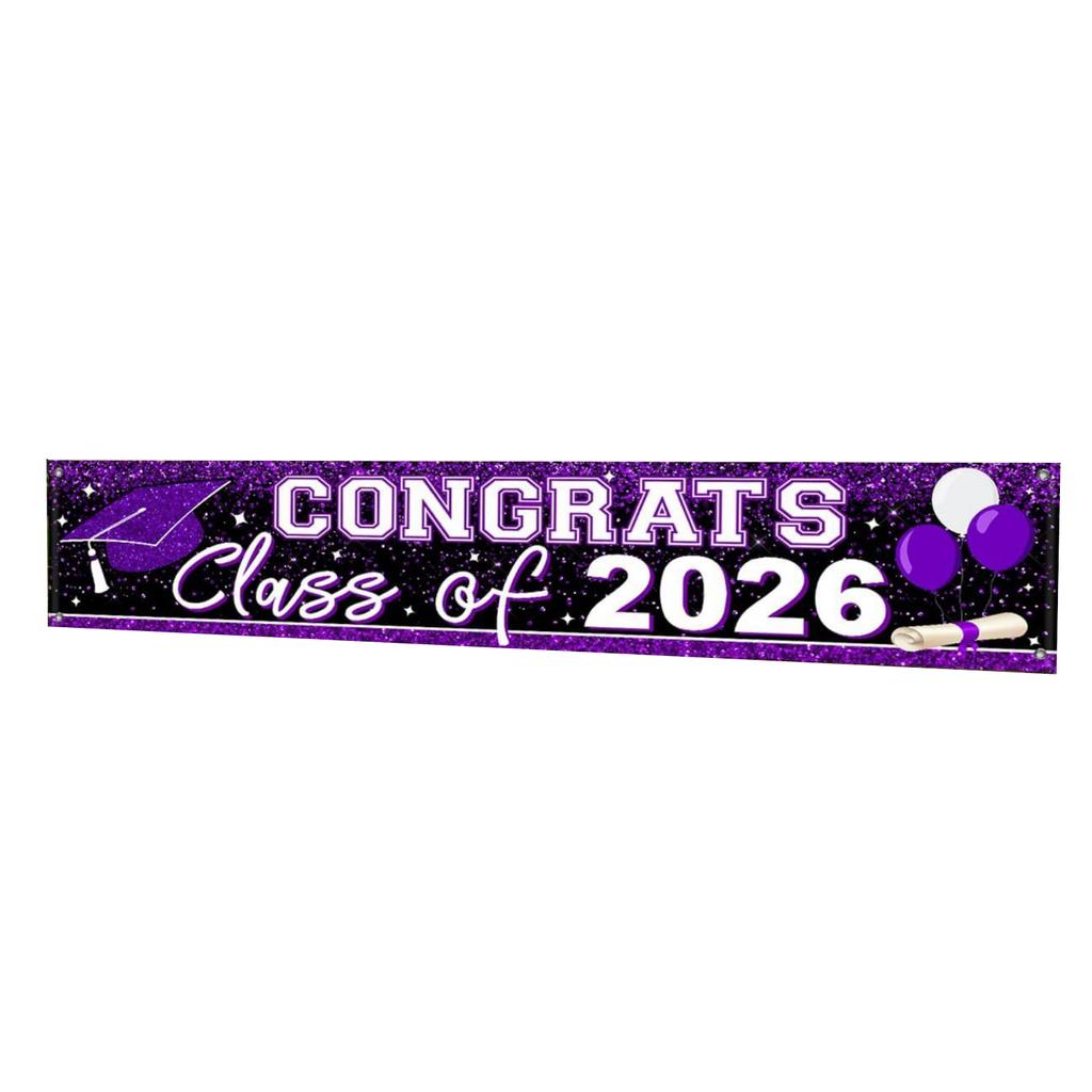 Graduation Banner Outdoor Yard Decoration Congrats Class of 2026 Banner Fabric Hanging Background 200x45cm Graduation Party Supplies