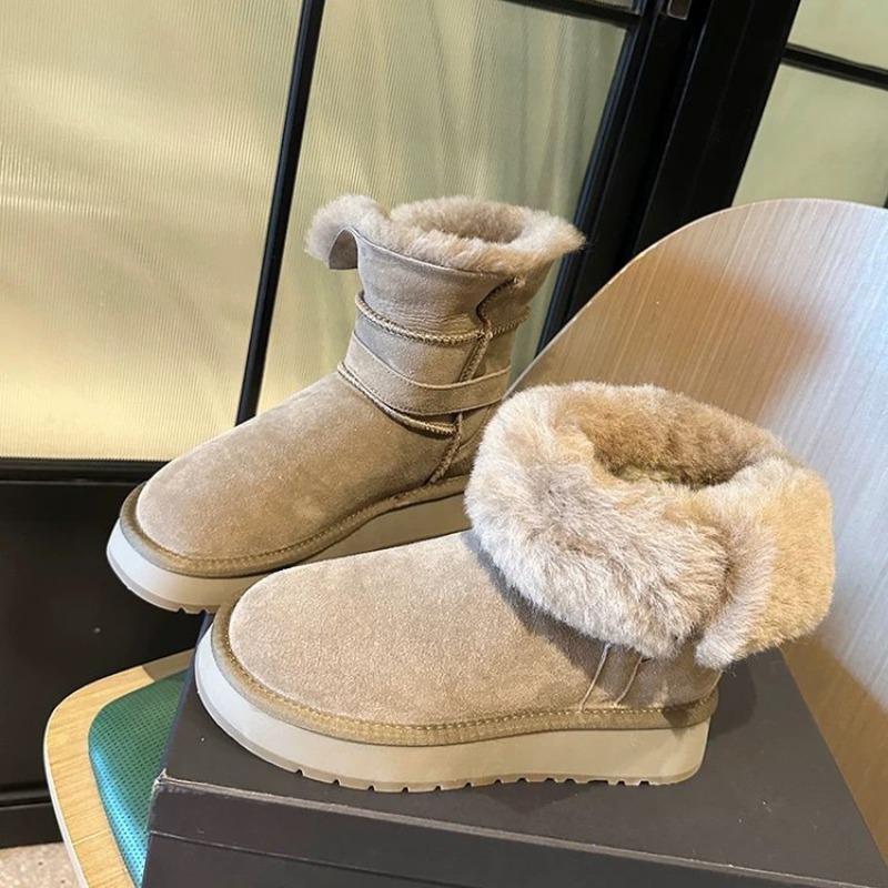 New Women's Snow Boots with Fleece and Thickened Short Boots and Warm Cotton Shoes
