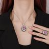Jewelry Copper Bottom Gold-Plated Simulation Color Treasure Corundum Dan-Shaped Temperament Pendant Set 10 * 14