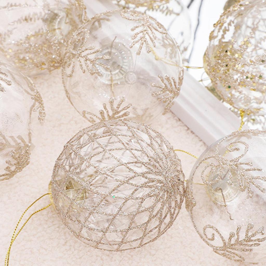 Christmas Balls Shatterproof 9 Pieces Christmas Decoration Ball Clear PET Globe 3.15in Painted For Birthday Thanksgiving Winter