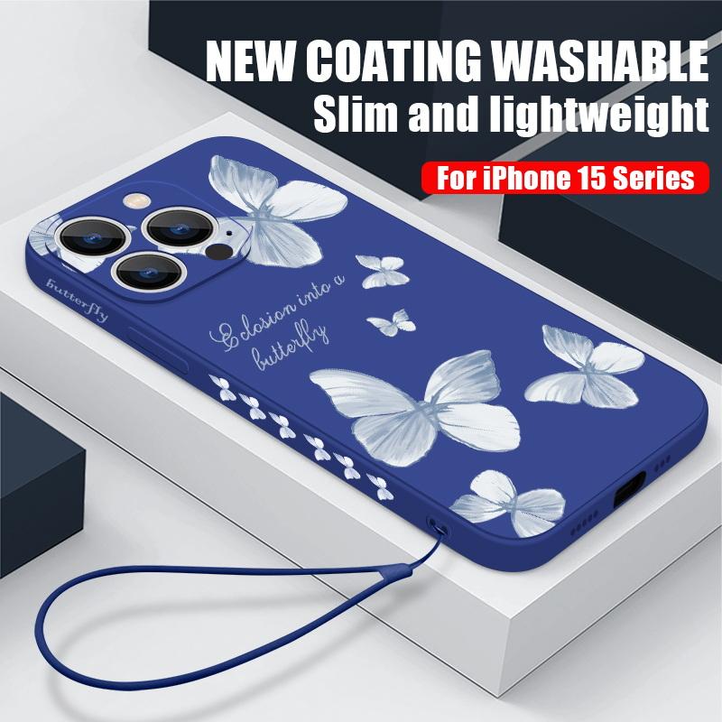 כיסוי אחורי פרפרי יוקרה Tpu רך לאייפון/סמסונג/Xiaomi Redmi סדרת עם שרוך הכל כלול כיסוי חסין זעזועים