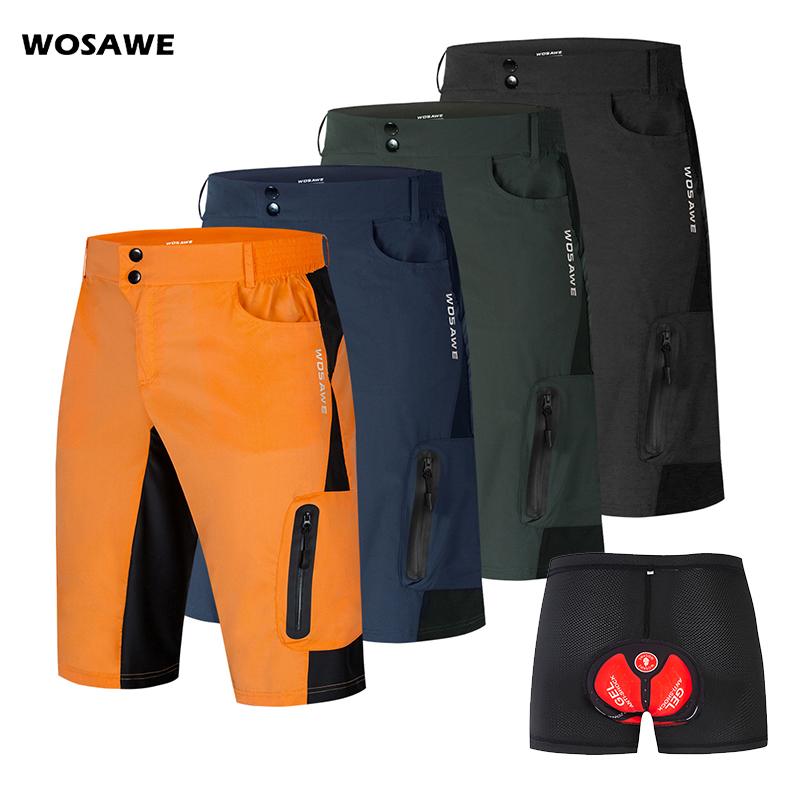 Buy WOSAWE Men's MTB Cycling Baggy Shorts Removable Pads LooseFit Road